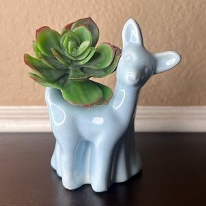 Vintage 1950s Powder Blue Deer Planter – Small Mid-Century Pottery Vase​